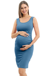 Blue Sleeveless Maternity Dress