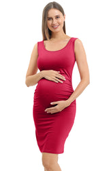 Red Sleeveless Maternity Dress
