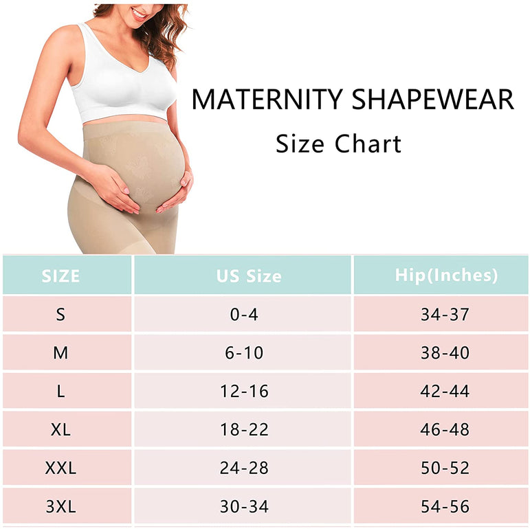 Beige Seamless Maternity Shapewear,Prevent Thigh Chaffing, Belly Support