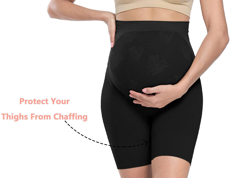 Black Seamless Maternity Shapewear,Prevent Thigh Chaffing, Belly Support