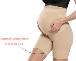 Beige Seamless Maternity Shapewear,Prevent Thigh Chaffing, Belly Support