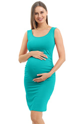 Teal Sleeveless Maternity Dress