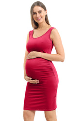 Red Sleeveless Maternity Dress